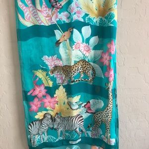 Salvatore Ferragamo silk scarf, jungle print